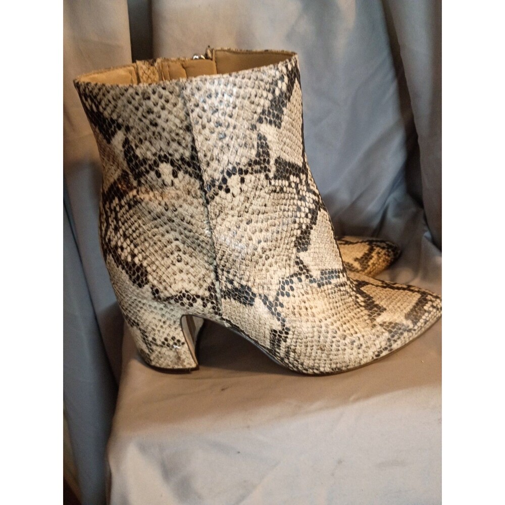 Sam Edelman Hilty Ankle Boots Side Zip Faux Snake Skin Sz 7.5